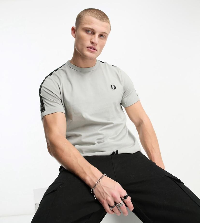 Fred Perry Taped Tshirt Grey 