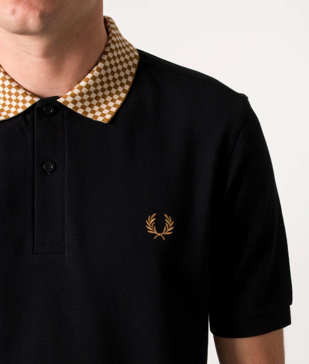 Fred perry men’s balck check colar polo shirt