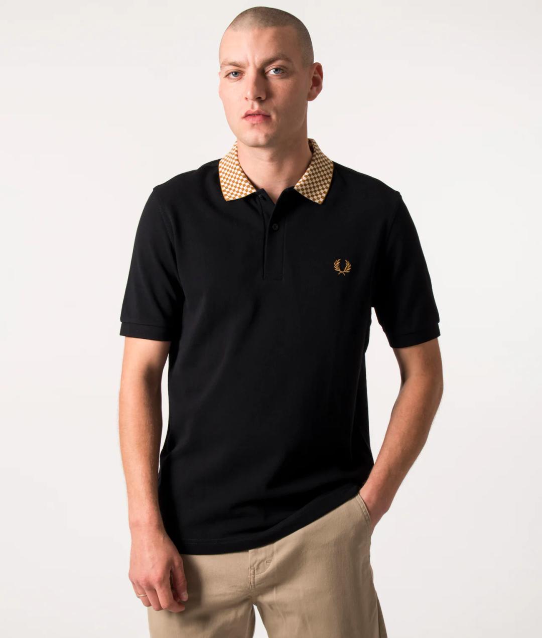 Fred perry men’s balck check colar polo shirt