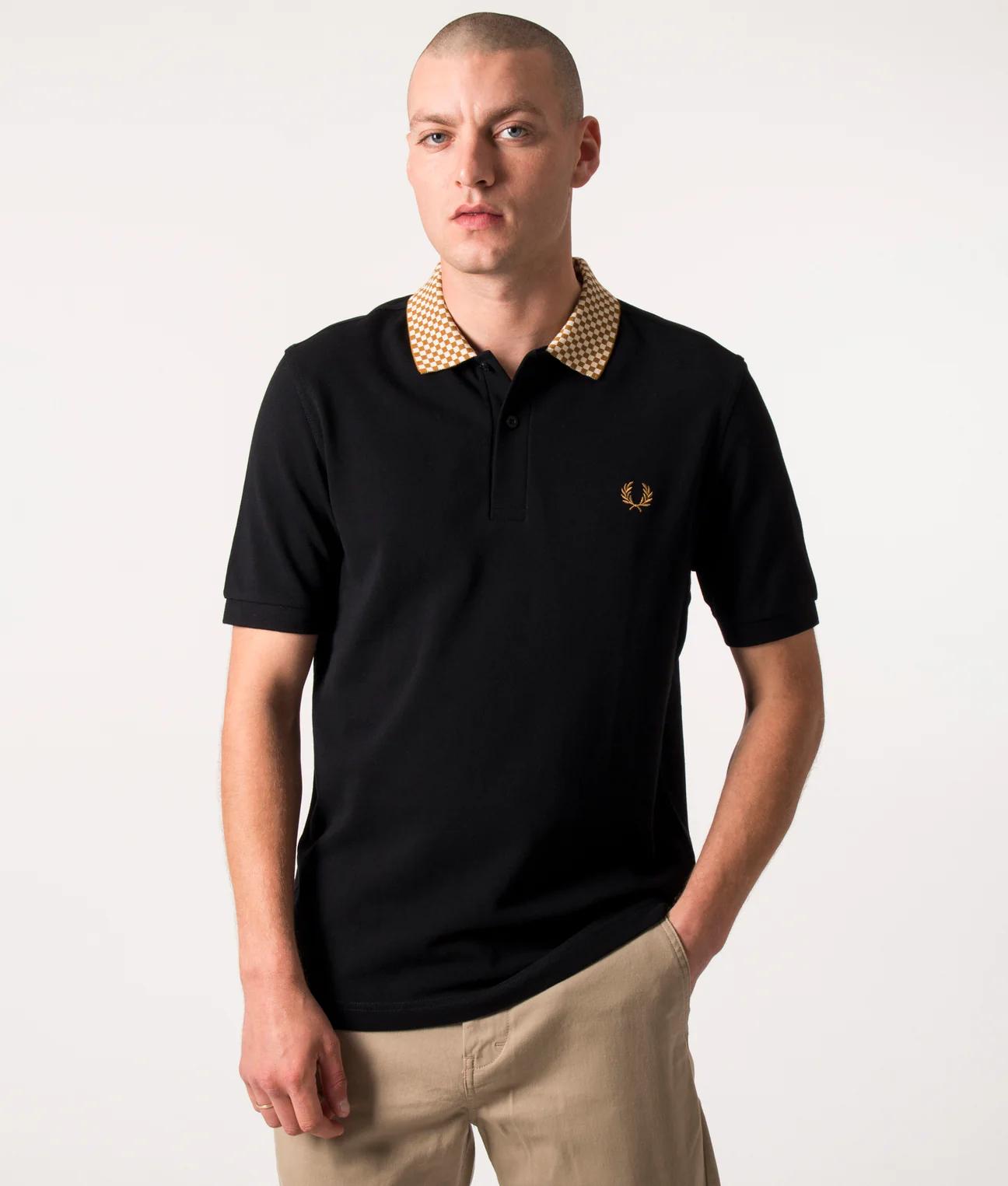 Fred perry men’s balck check colar polo shirt