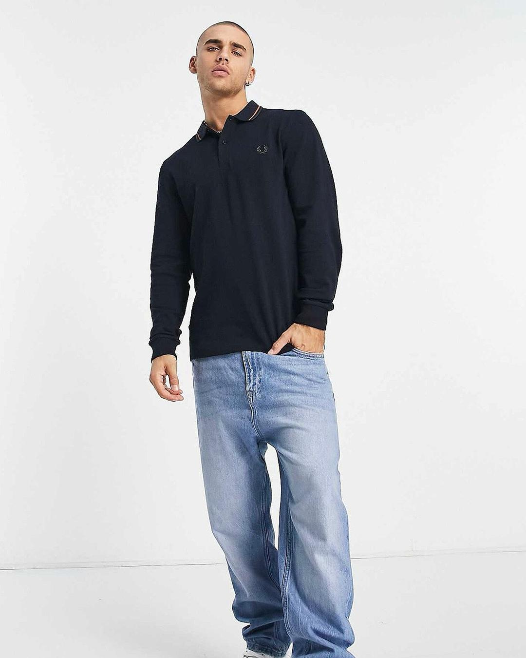 Fred Perry Polo Black Long Sleeve