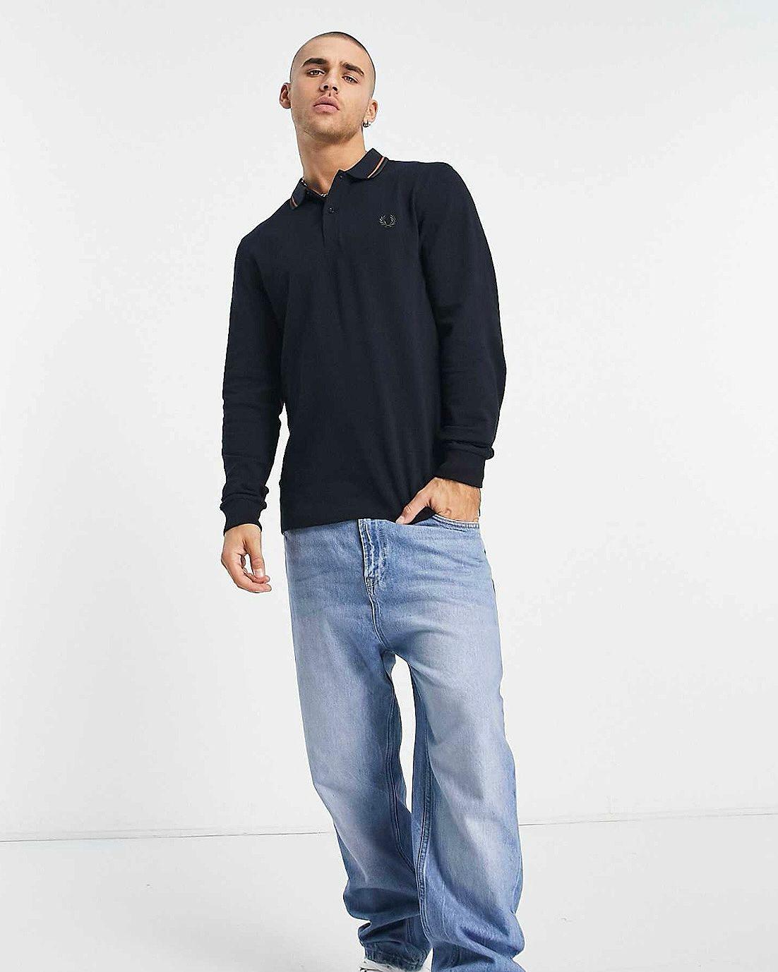 Fred Perry Polo Black Long Sleeve