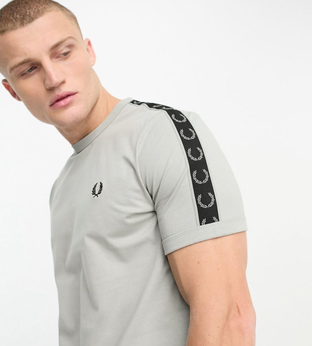 Fred Perry Taped Tshirt Grey 