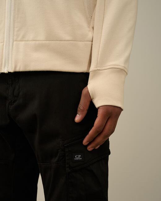 Diagonal Raised Fleece Goggle Zipped Hoodie Pistachio Shell - Beige