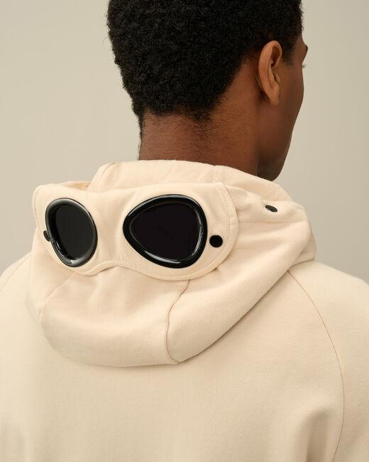 Diagonal Raised Fleece Goggle Zipped Hoodie Pistachio Shell - Beige